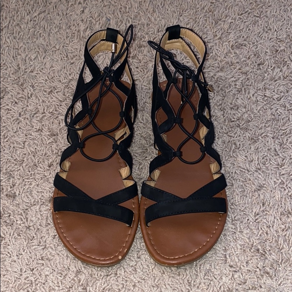 Black lace sandals